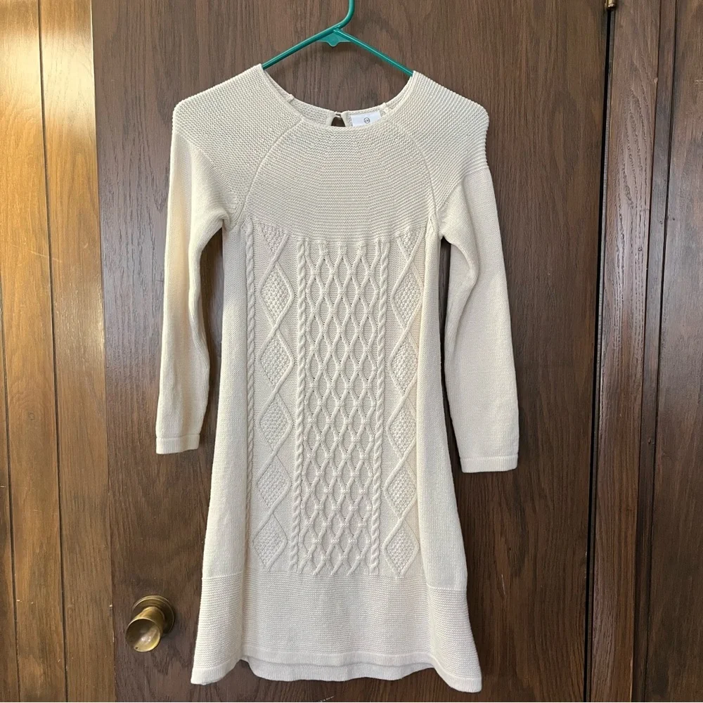 Hanna Andersson Cream Long Sleeve Cable Wool Blend Dress